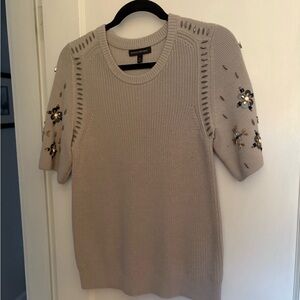 Banana Republic Light Gray Knit Jewel Sweater